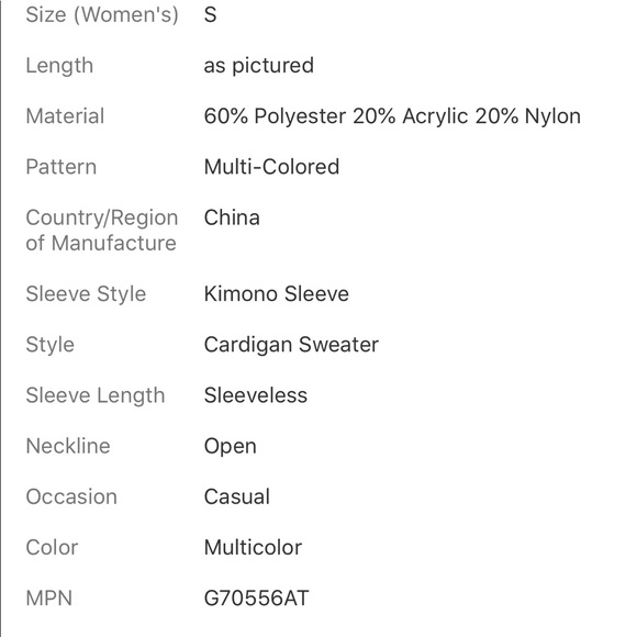 Love Marks Poncho Small Open Cardigan Shawn Chevron Multicolored BOHO - Picture 6 of 6